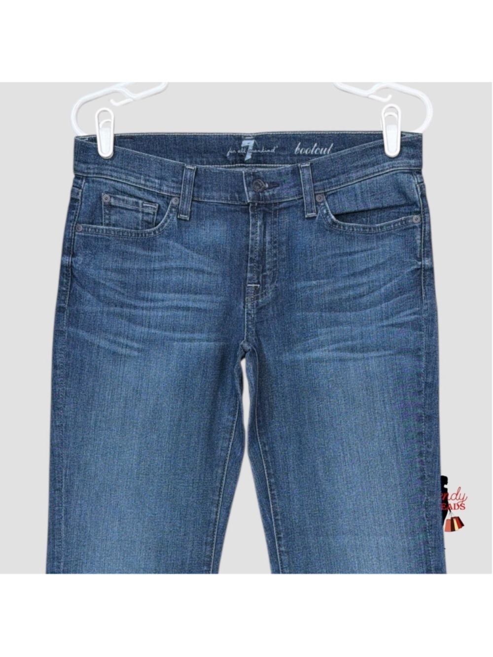 7 For All Mankind Jeans Womens 30x34 Blue Denim Low Rise Dojo Bootcut Faded Y2K - Picture 2 of 12
